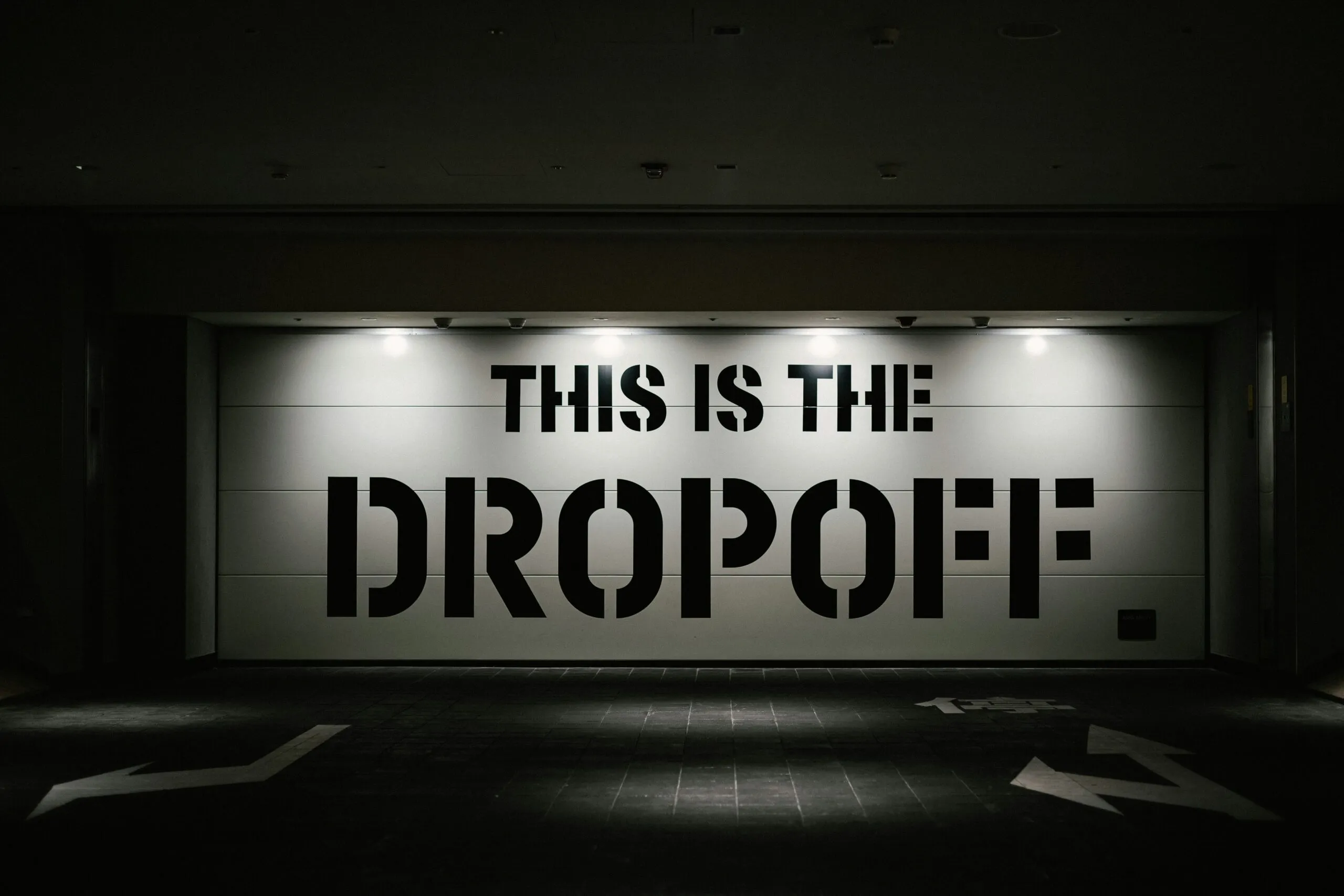this is the dropoff sign lit up in the dark