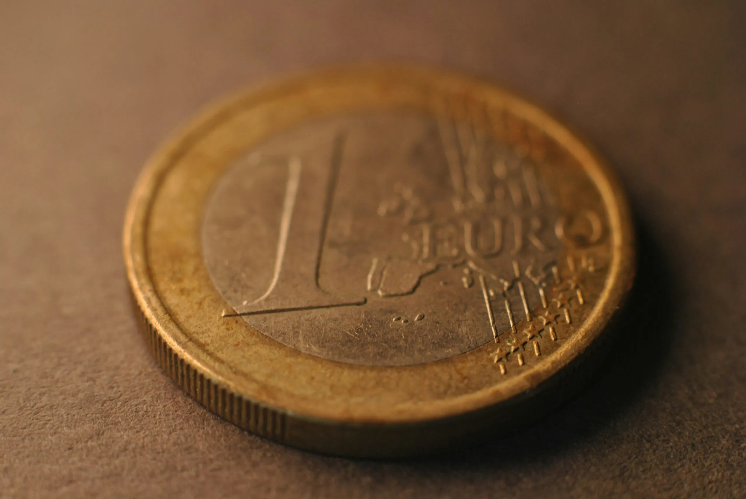A close up of a coin on a table