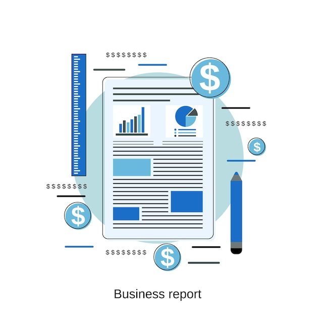 Business report flat design style vector concept illustration