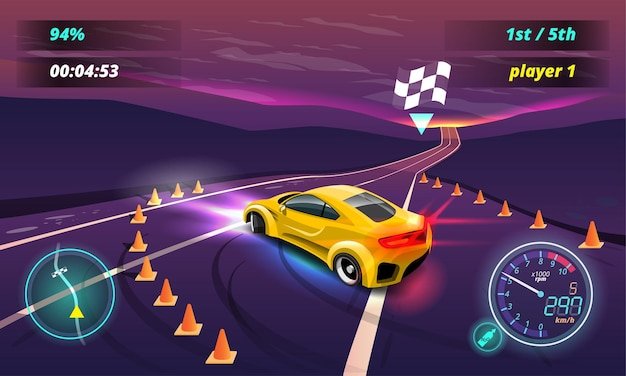 Car racing game in display menu