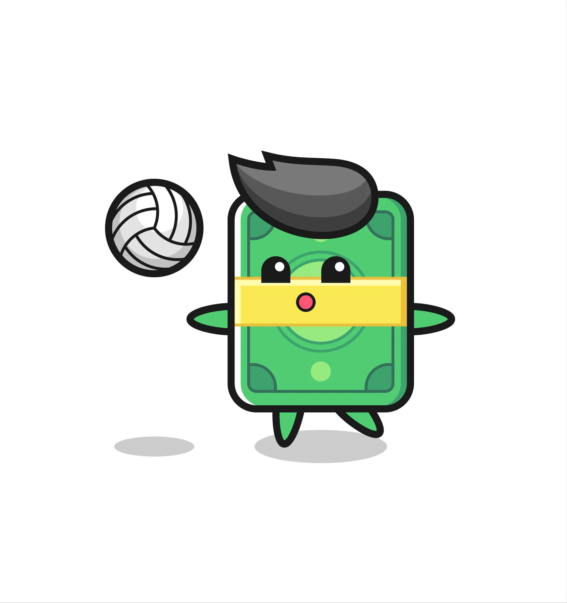 Character cartoon of money is playing volleyball cute style design for t shirt sticker logo element