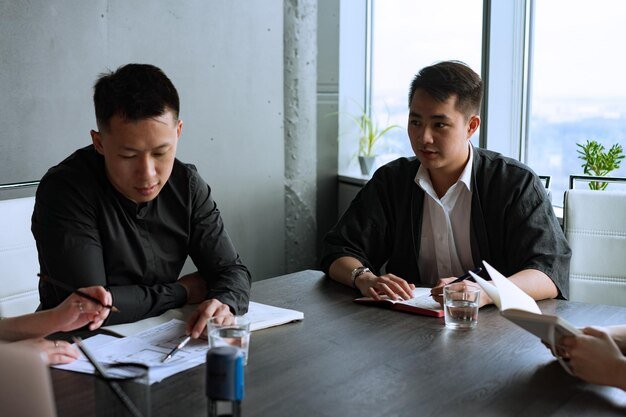 Close up on young business person doing internship