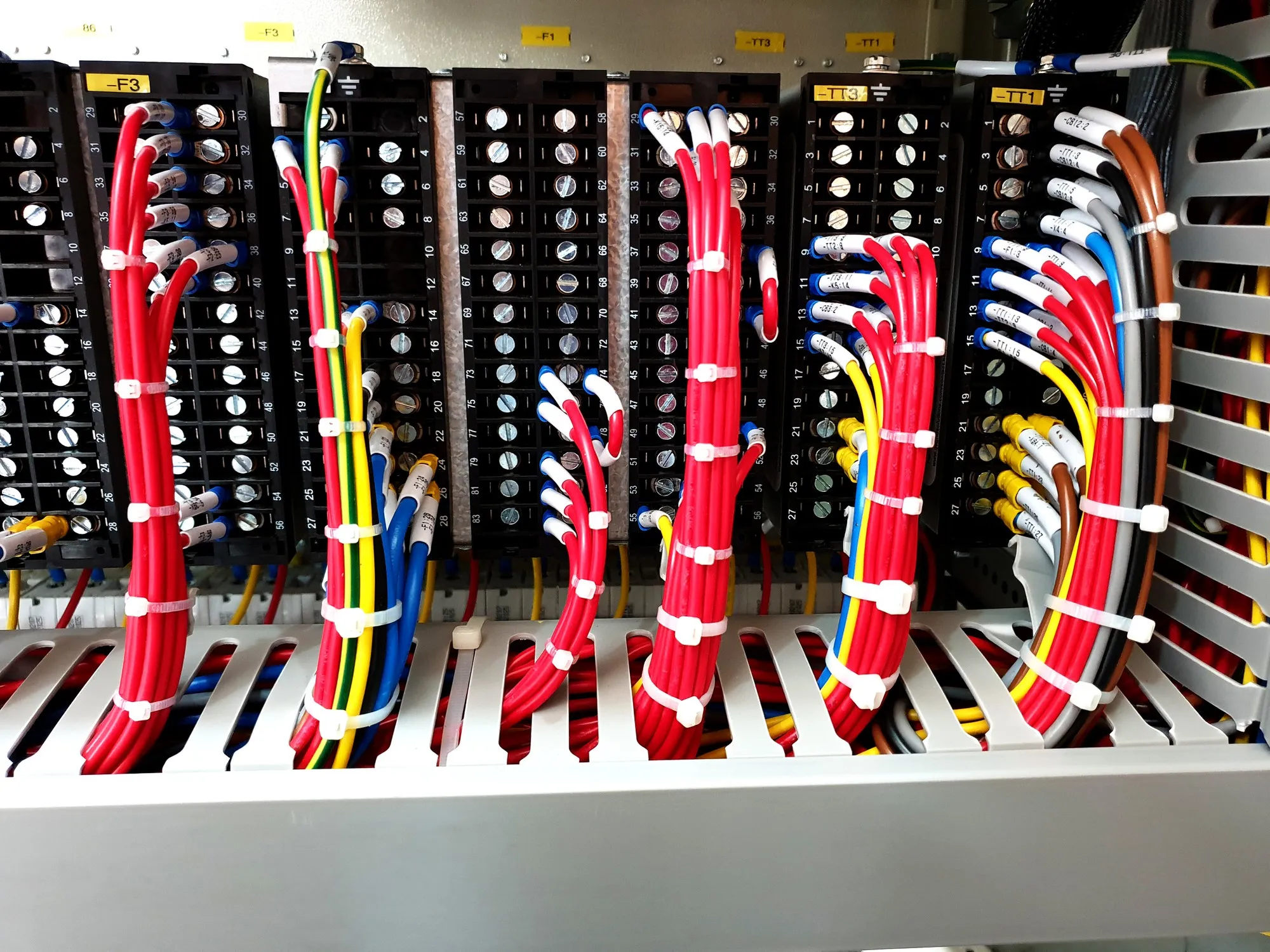 Control wiring at module terminal blocks of protection relay