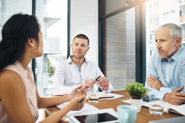 Creative business people and group planning in meeting discussion or brainstorming startup ideas together in office Designer team or collaboration on project strategy conversation or cooperation