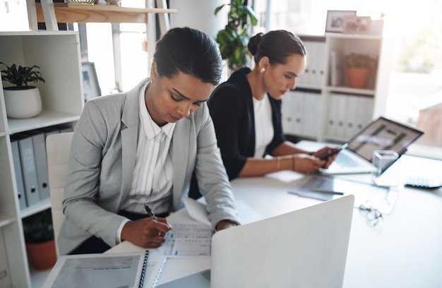 Documents writing or businesswoman on laptop for administration networking website or internet Paperwork portfolio info or accountant bookkeeping on technology for planning or research project