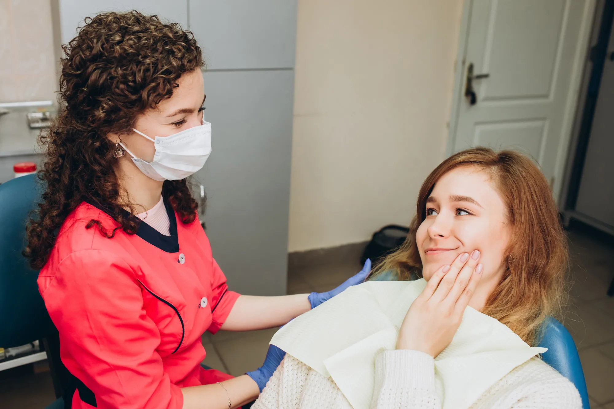 Female feeling painful toothache. woman feeling tooth pain.