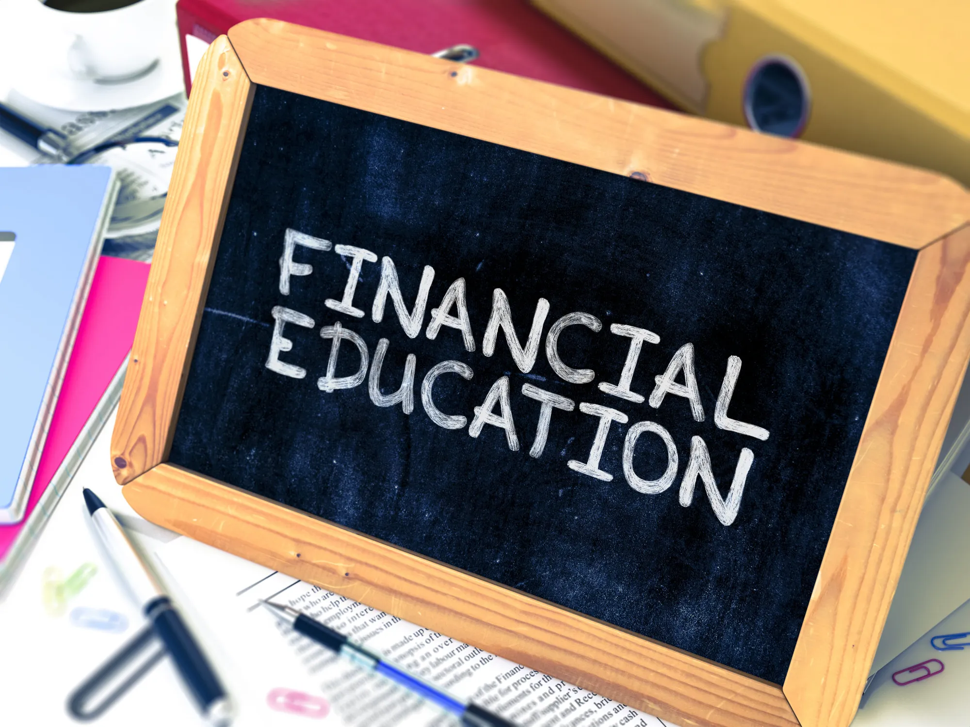 Financial Education Hand Drawn on Chalkboard.
