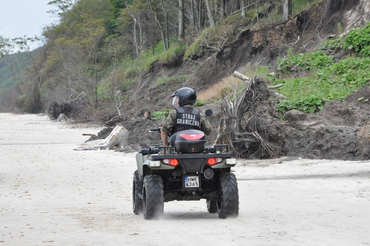 beach, the border guard, nature, cliff, sand, the vehicle, horse