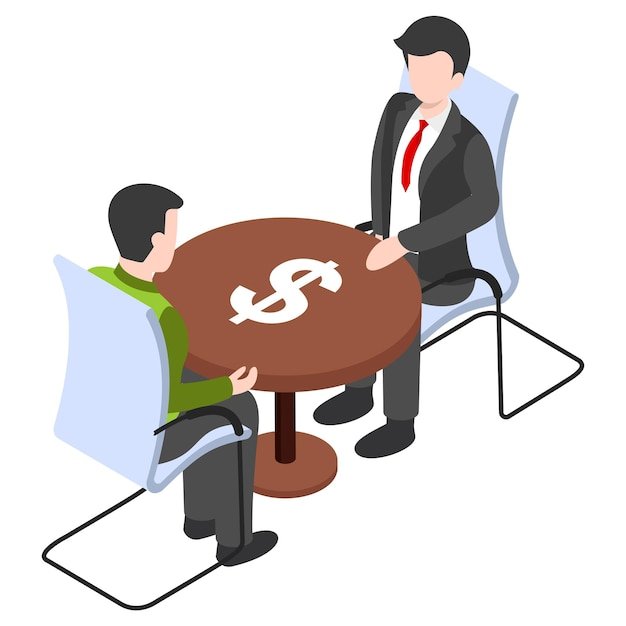 Group Meeting on Financial Matter isometric Concept hrm symbol Persons Sitting around the Table wi