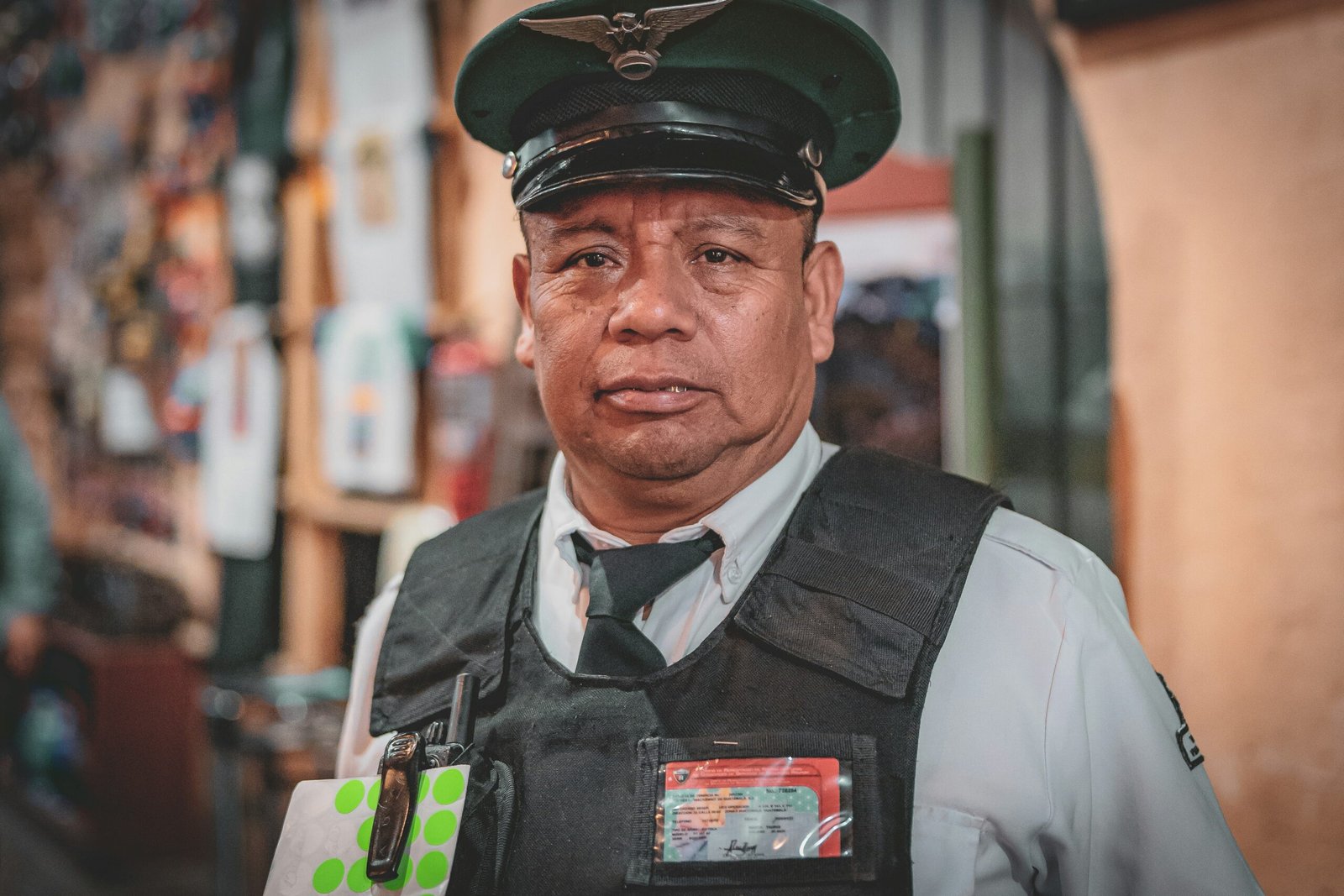 Man in security uniform with vest and vest