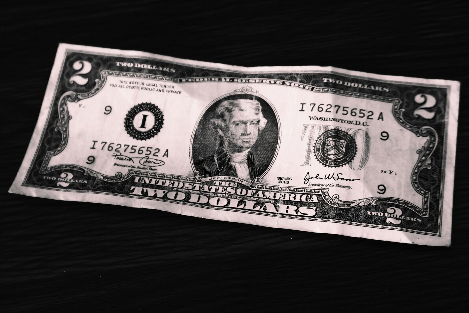 A united states two-dollar bill