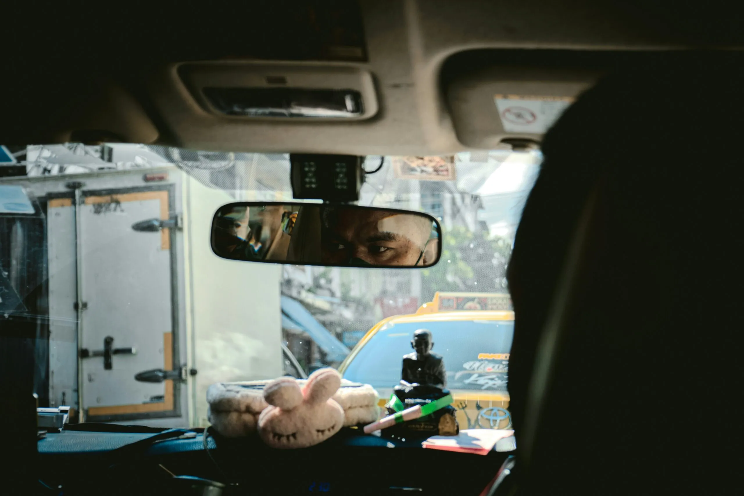 a person in a car