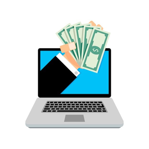 Loan online hand with money
