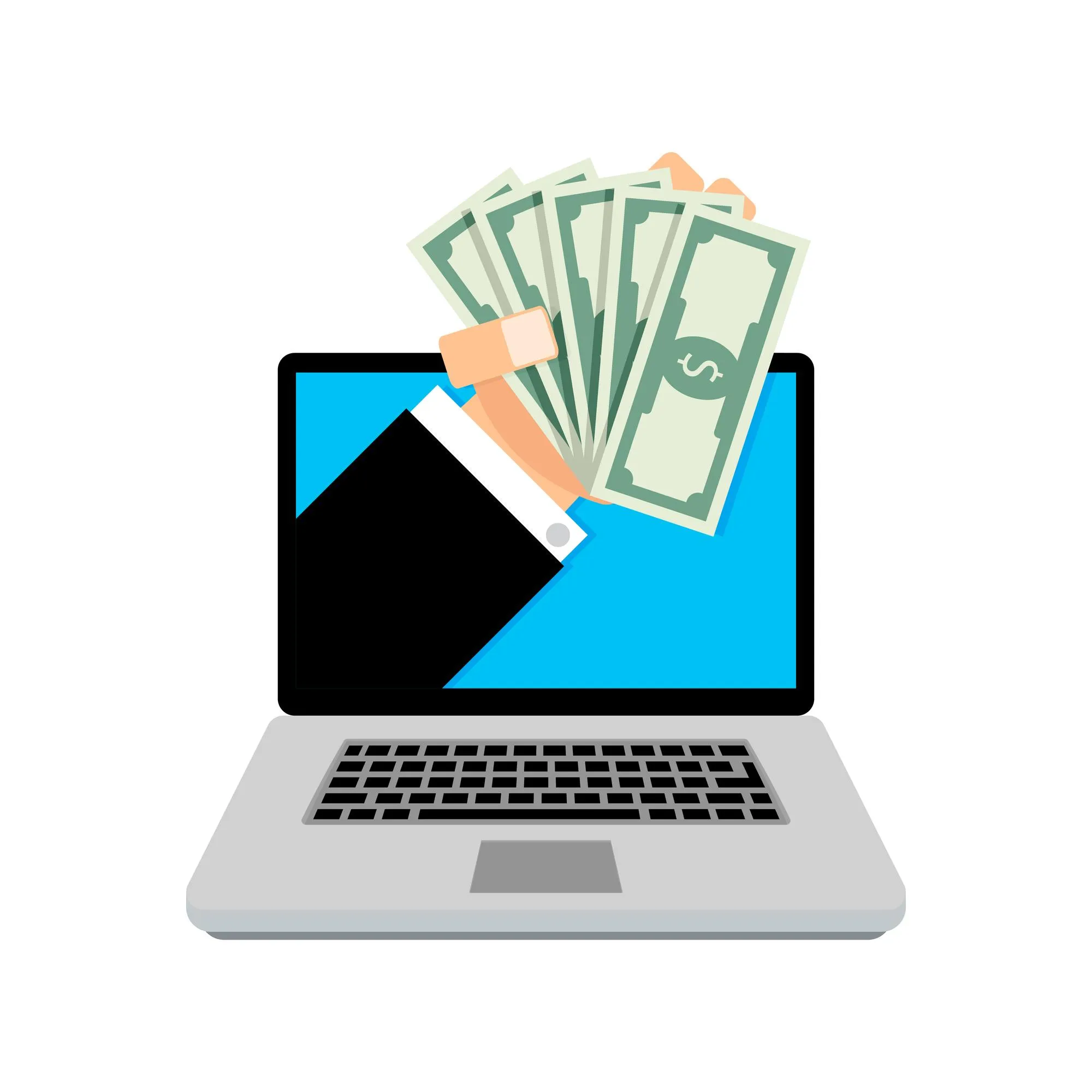 Loan online hand with money
