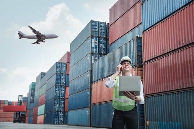Low angle view of man standing against buildings