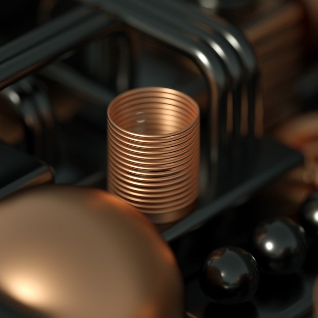 Modern minimalism futuristic background with cubes and balls