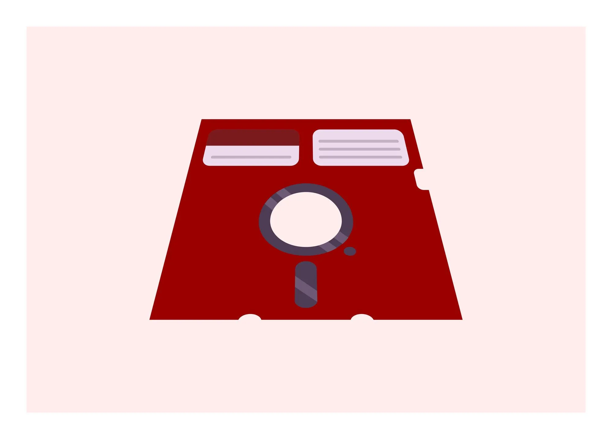 Old computer floppy disk Simple flat illustration in perspective view