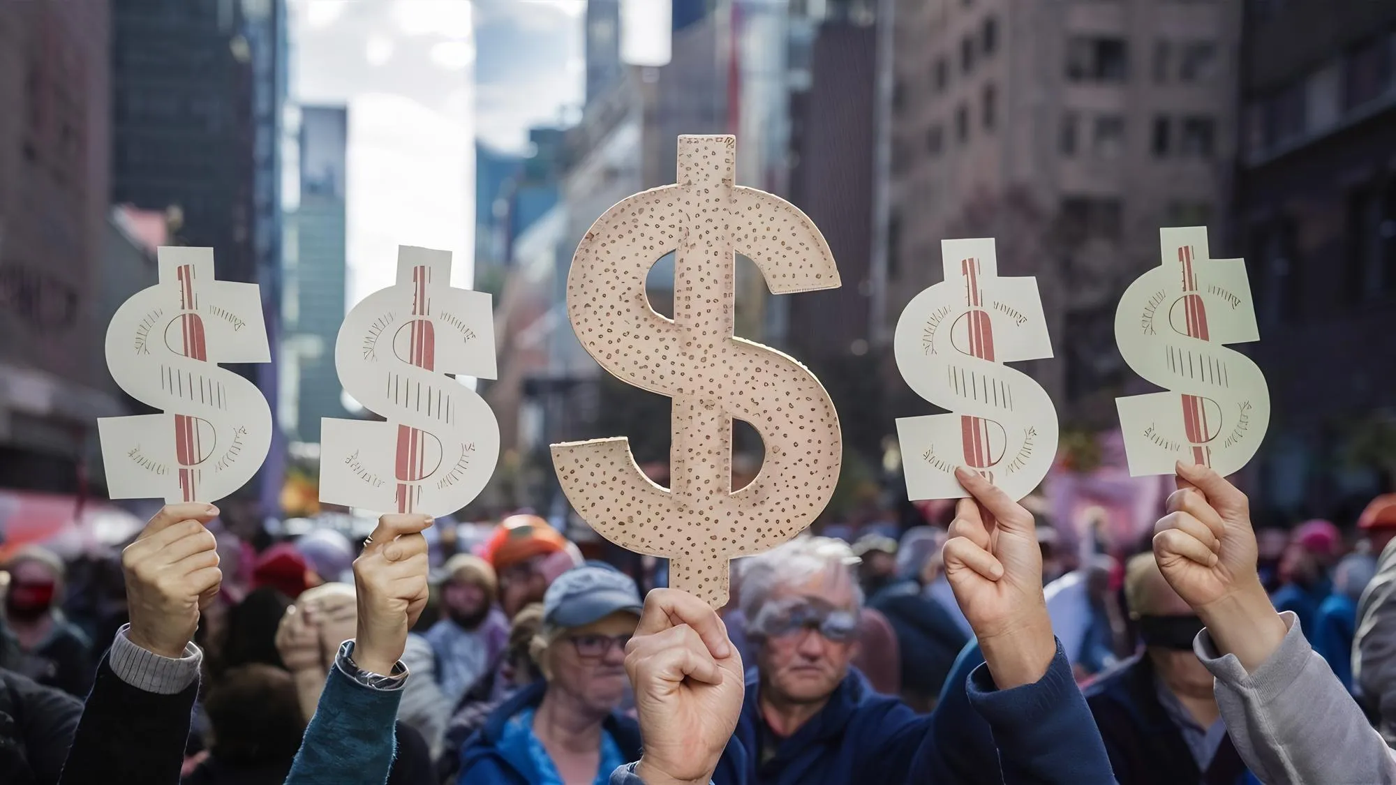 People holding dollar sign