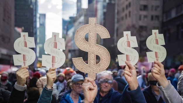 People holding dollar sign