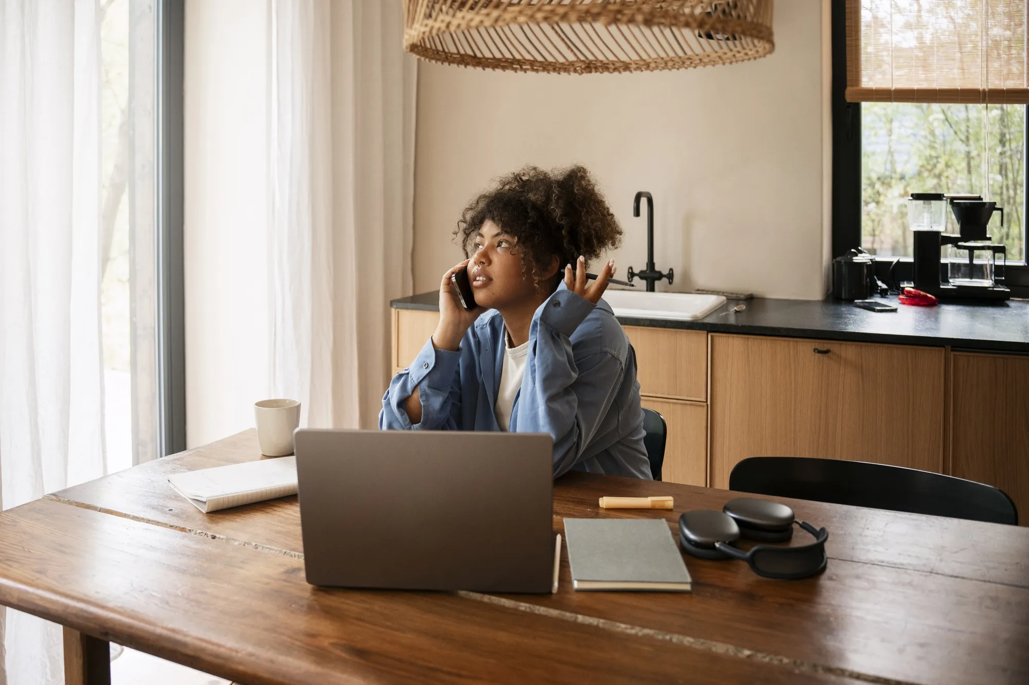 Person teleworking from home