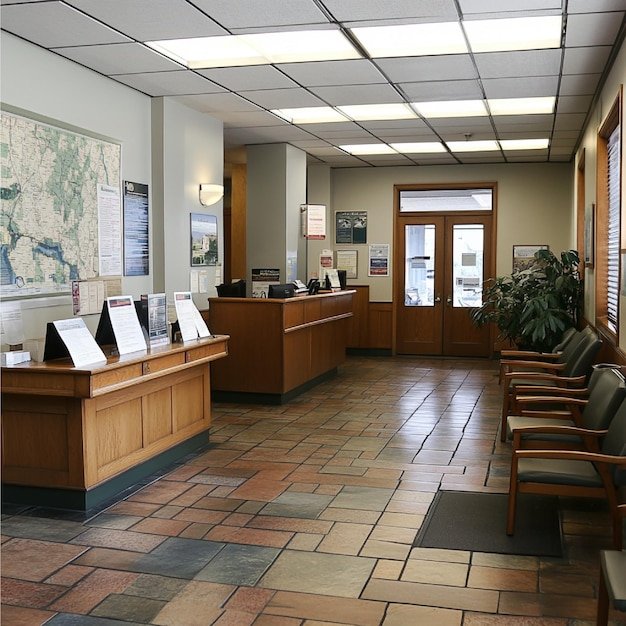 Post office branch maps with layout of service areas and available amenities