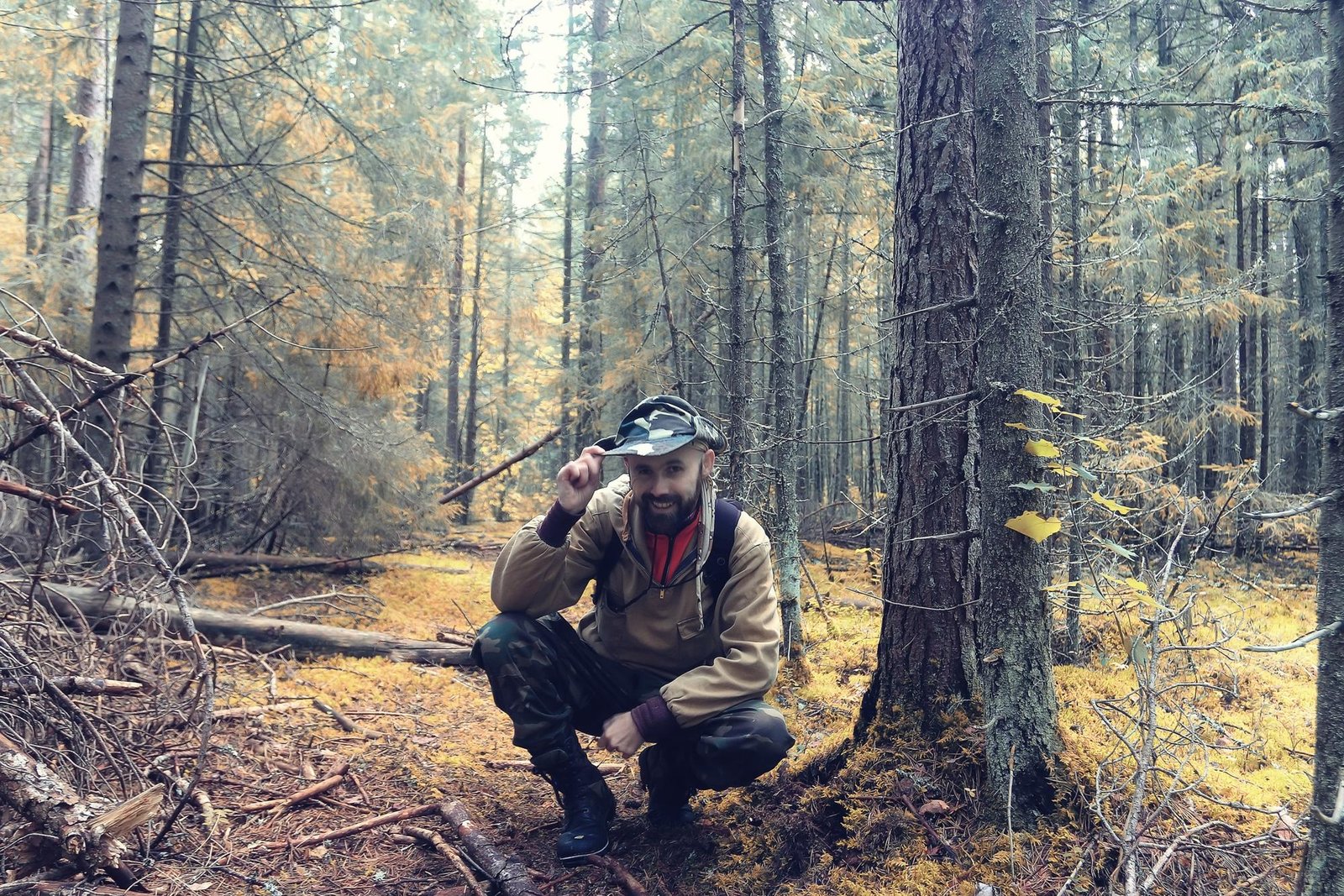 ranger in autumn forest forester guide