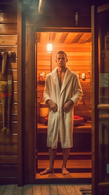 Small sauna in hotel room Generative AI