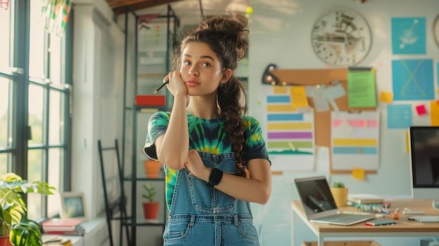 The woman thinking creatively