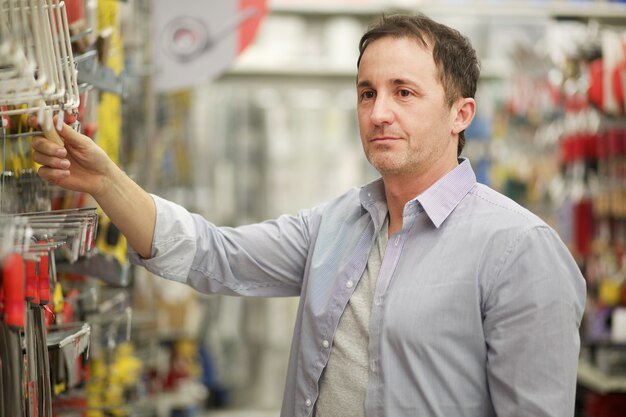 Working in hardware store