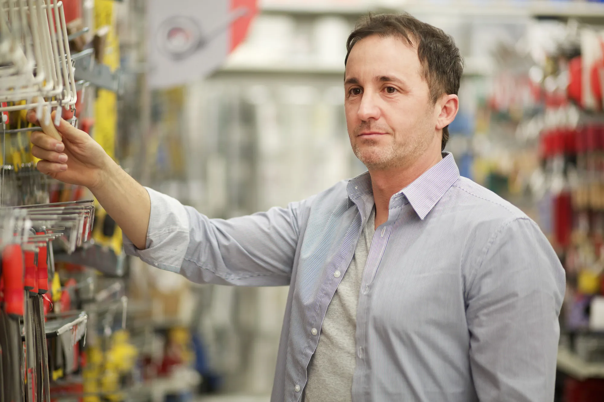 Working in hardware store