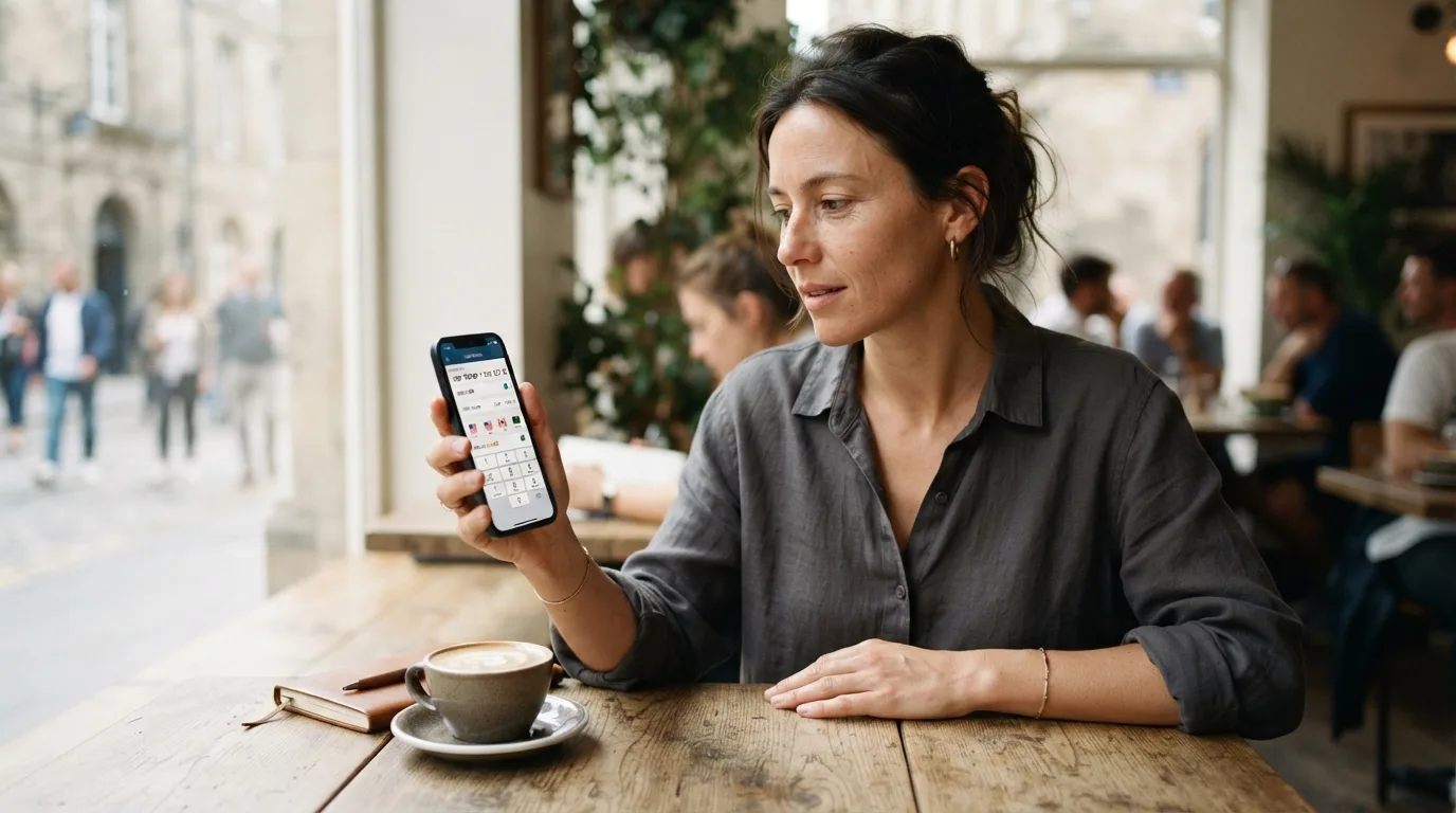 a person using a smartphone with a currency converter app