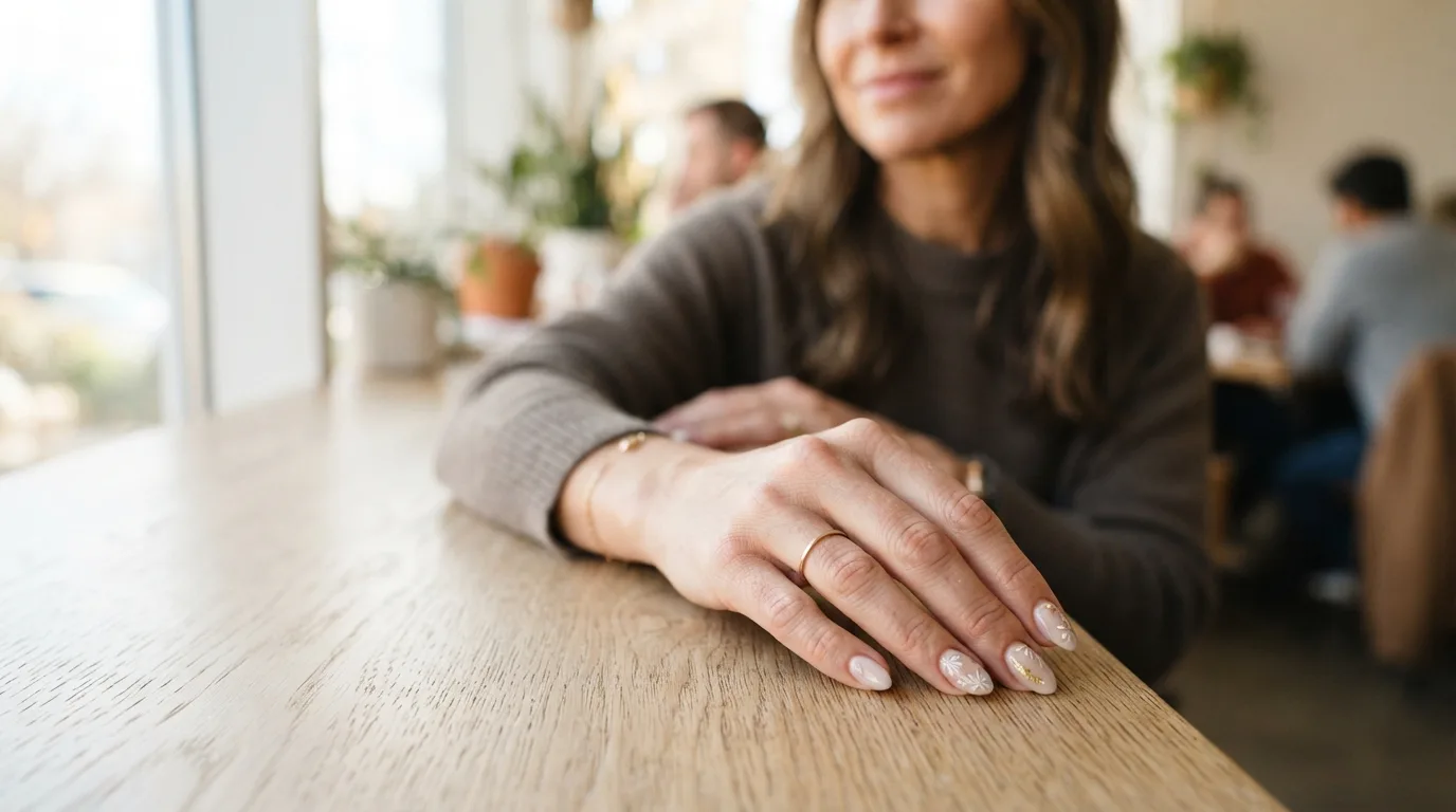 a woman with elegant decorated nails