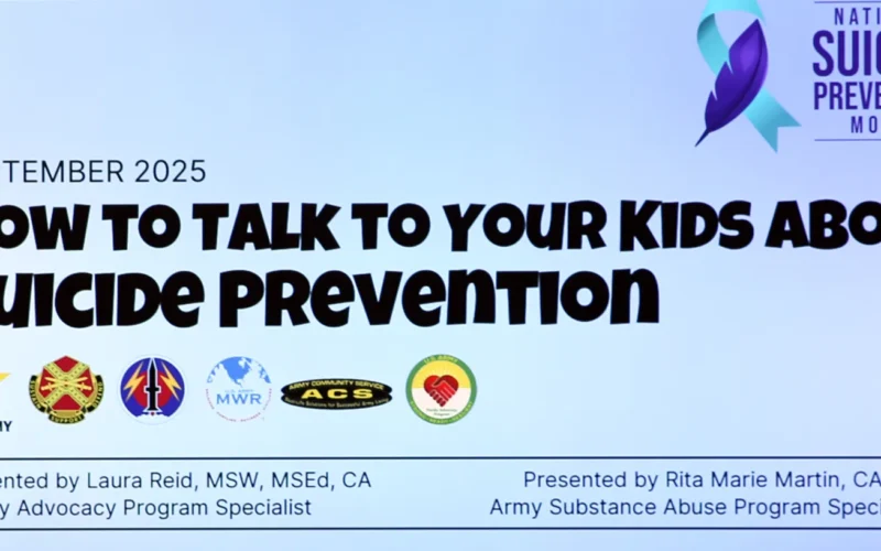 The 2d Theater Signal Brigade hosted a “How to Talk to Your Kids About Suicide Prevention” class, September 18, 2025 at USAG Wiesbaden, Germany. The class focused on the unique challenges and stressors can impact the mental health of both service members and their families, while also providing parents and caregivers with the knowledge and tools to talk to their children about suicide and suicide prevention. (U.S. Army photo by Candy Knight)