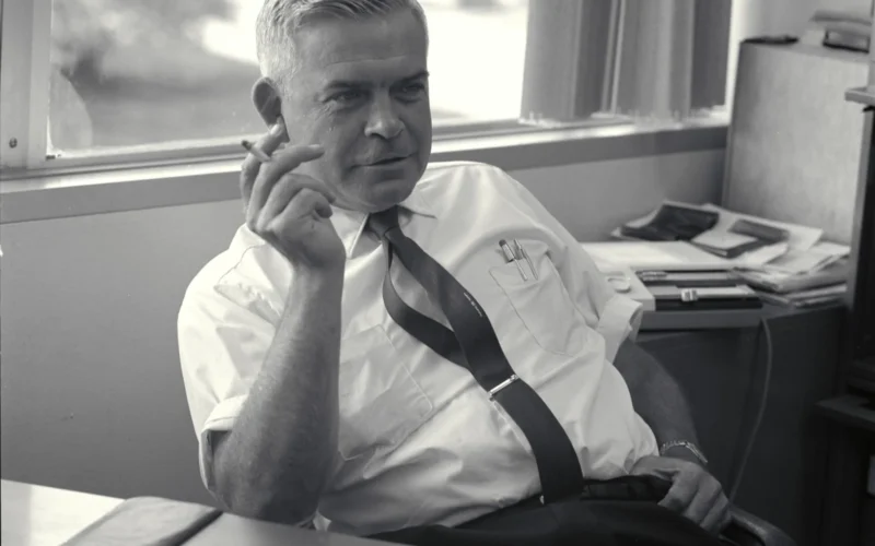 Charles F. Hall, Pioneer Project Manager in his office